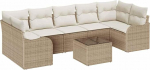 8-teiliges Garten-Sofa Set mit Kissen Beige Poly Rattan, 2-Sitzer Garten-Sofa mit Kissen Beige Poly Rattan Gartenlounge Model3345621