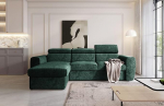 Napoli nurgadiivan L-kujuline roheline - 271 x 86 x 170 cm - voodikastiga ja magamisfunktsiooniga diivan - nurgadiivan hoiuruumiga - reguleeritavad peatuged - kangas Trenza 21