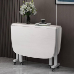 Ausziehbarer klappbarer Esstisch mit R&auml;dern, platzsparend, Schmetterlingstisch, K&uuml;chentisch, wei&szlig;es Finish, 120 x 70 x 75 cm, perfekt f&uuml;r kleine R&auml;ume