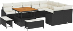 Gartensofa-Set mit Kissen 12 tk Schwarz Poly-Rattan Gartenm&ouml;bel Model3362685
