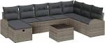9-teiliges Garten Sofaset mit Kissen Grau Poly Rattan Gartenlounge Model3359138
