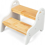 StrongTek Kids 2 Step Stool, kummist puidust samm lastele, turvaline ja vastupidav, ideaalne vannituppa, k&ouml;&ouml;ki, koduseks kasutamiseks, vastupidav, libisemisvastane, laste ohutus, jalgade v&auml;ljaheide, v&auml;ikelapse sammu v&auml;ljaheide, lihtne puhastada