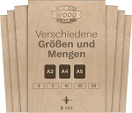 Wood Lab 30 x kasevineeri lehed 3mm (&plusmn;0.5mm) 42 x 29.7cm A3 puitplaat kaunistamiseks, k&auml;sit&ouml;&ouml;ks, paberit&ouml;&ouml;ks, graveerimiseks.