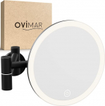 ovimar Leinoya kosmeetikapeegel koos valgustusega Laetav seinakinnitus puurimiseks vannitoas 5x suurendav peegel Makeup Mirror with Light 360 Degree 5X Black Drill