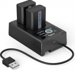 SMALLRIG Battery for Sony NP-FW50 Replacement Batteries (2 Pieces) & LCD Display Charger Set, Rechargeable Battery for Sony ZV-E10, A6300, A6400, A6500, A7 II, A7R II, A7S, A7S II, A7R, RX10-3818