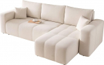 GREKPOL Sofa with Sleep Function 145 x 248 cm Beige Corner Sofa with Sleep Function and Bed Box - Sofa 3-Seater Sofa Bed - Couch - Sofa Bed with Bed Box