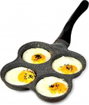 Pancake Pan, Non-Stick Aluminium Pancake Pan with Handle, 4 Egg Pan for Omelets and Pancakes, 14.4 x 7.7 x 1 inch, for Gas Stoves and Other Cookers