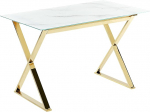 Attica Dining Table Tempered Glass with Shiny Top Marble Effect Gold Legs