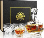 KANARS Viskikarahvi ja klaaside komplekt, 750 ml viskikannu koos 4 x 260 ml klaasidega, pliivabad kristallklaasid, 5-osaline viskikomplekt, luksuslik kingitus, l&auml;bipaistev
