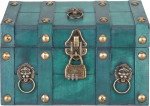 Focket Treasure Chest Storage Box, Vintage Style Decorative Storage Box with Combination Lock, Wooden Treasure Chest Boxes for Crafts Keepsakes Pirates, Themed Home Party Decorations (Green)