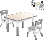 AufuN Laste laud koos 2 tooliga, reguleeritava k&otilde;rgusega laste lauakomplekt, lastetoa laua- ja toolikomplektid lasteaeda, plastist valmistatud lastem&ouml;&ouml;bel, istumiskomplekt poistele ja t&uuml;drukutele,