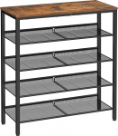 VASAGLE kingahoidja 5 tasandiline suur pind reguleeritavad v&otilde;rkriiulid ruumi s&auml;&auml;stmine esikusse metallist t&ouml;&ouml;stusstiilis Vintage pruun tint must LBS038B01