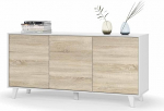 amu&eacute;blate online Buffet Cabinet Living Room with 3 Doors Bora Model Dimensions 154 cm (W) x 75 cm (H) x 41 cm (D) Wood White Gloss and Canadian Oak