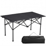 Navaris Camping Table, Foldable, Garden Table, Aluminium, Black, 95 x 55 cm