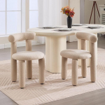 chairus Kitchen Chairs Set of 2 Faux Fur Dining Room Chairs without Armrests Modern Accent Chairs for Dining Room Padded Chairs Living Room Kitchen, Khaki