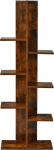 HOMASIS Tree Shape Bookcase, Standing Shelf with 8 Levels, Room Divider Shelf with 8 Compartments, Storage Shelf, Office Shelf, Wood, Storage Shelf for Living Room, Bedroom, Office, 50 x 20 x 141 cm