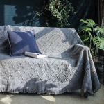 Homcosan Sofa Slipcovers Towel Cover Cotton Knitted Geometric Couch Cover for 4 Seater Cushion Couch Furniture Pet Protector Stylish Throws for Sectional Couch (Grey, Sofa 4 Seater)