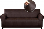 molasofa &Uuml;bergro&szlig;er Sofabezug f&uuml;r Heimdekoration, weicher 3-Kissen-Couchbezug f&uuml;r Sofa, leder&auml;hnlicher Spandex-Schonbezug, 1-teiliger Couchbezug f&uuml;r Hunde/Katzen (&Uuml;bergro&szlig;es Sofa, Schokolade)