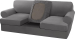 H.VERSAILTEX Sofabezug 4 St&uuml;ck T Kissen Sofa Schonbez&uuml;ge Couchbezug f&uuml;r 3 Kissen Couch rutschfest Super Stretch Weich Waschbar M&ouml;belschutz mit 3 einzelnen T Kissenbez&uuml;gen, Grau