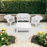 Dmora - Brescia Lounge komplekt v&auml;ljas, aiakomplekt 2 tugitooli, 1 pingi ja 1 kohvilaud, istumisnurk sise- ja v&auml;litingimustes kasutamiseks, 100% Made in Italy, valge