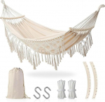 Hammock rippuv tool Indoor Outdoor XXL &uuml;lepaisutatud v&otilde;rkkiik 2 inimest Max 440 lbs, rippuvad kiiked koos kotiga puidust pooluse v&otilde;rkkiikide siseruumides Patio Garden Patio Living Bedroom Patio