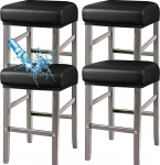 ANWUCHEN 4 Pack Ristk&uuml;likukujuline Stretch veekindel PU Ristk&uuml;likukujuline baaritooli kate Elastne eemaldatav Counter Stool Covers koos kummipaeladega puidust metallist baaritoolide jaoks Mustad