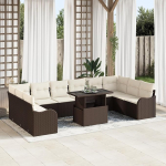 Rantry 11-teiliges Garten Sofa Set mit Kissen braunes Poly Rattan, 2-Sitzer Garten Sofa mit Stauraum & Kissen braunes Poly Rattan Gartenlounge Model3357271