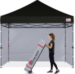 Mastercanopy 3 x 3 m Pop Up Gazebo Kokkupandav Gazebo Marquee Party Tent 4 k&uuml;lgseina / k&uuml;lgpaneelidega turule, aeda, &otilde;ue, musta v&auml;rvi
