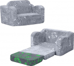 MeMoreCool Laste kokkupandav diivan, 2-in-1 v&auml;ikelapse diivanvoodi, laste tool koos unefunktsiooniga, mini diivan pehmeks nurgaks lastetoas, fantaasiarikas m&auml;ngusohva t&uuml;drukutele ja poistele, hall koerale