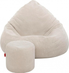 Bean Bag koos kottidega, beež, 80 x 80 x 110 cm, T&auml;idisega t&auml;iskasvanute Bean Bag, magamistoa ja elutoa m&ouml;&ouml;bel, sametist siseruumide Bean Bagid, Bean Bag, Lounge Chair