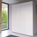 Forte Schach & MATT 2 valge riidekapp 170 180, kaasaegne l&uuml;kandustega riidekapp, 2 uksega, komposiitpuit, matt valge, 170,3 cm lai x 210,5 cm k&otilde;rge x 61,2 cm s&uuml;gavus