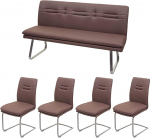 Mendler HWC-H70 S&ouml;&ouml;gitoakomplekt Kangas / Tekstiil Harjatud roostevaba teras Pruun 160 cm