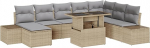 Model3349236 9-osaline aia diivan komplekt koos padjadega Beige Poly Rattan Garden Lounge