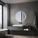 Talos Picasso Style peegelkapp vahetatava valgustusega Diameeter 80 cm Vannitoa peegelkapp 2 riiuliga Alumiinium tagapaneeliga