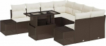 9-teiliges Garten Sofa Set mit Kissen Braun Poly Rattan Gartenlounge Model3349154