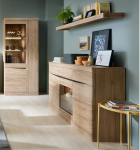 Lomadox Home Furniture Set 3-osaline seinariiul Vitriinkapp Sideboard klaasist alusvalgustus K&auml;epidemevaba Tamme Wenge Nb.