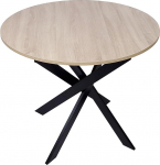 Skraut Home - &Uuml;mmargune fikseeritud s&ouml;&ouml;gilaud | Zen mudel | Elutuba | 90 x 90 x 77 cm | Mahutab 4 inimest | Vastupidavad materjalid (Tamm + mustad jalad, 90 cm)