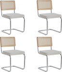 S&ouml;&ouml;gitoa toolid, komplekt 4, polsterdatud rotangist k&ouml;&ouml;gitoolid, rotangist seljatugi / terasraam / polaarvill, sobib s&ouml;&ouml;gituppa / kontorisse / k&ouml;&ouml;ki / magamistuppa (valge, 4)