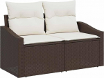 7-teiliges Garten Sofa Set mit Kissen, Braun Poly Rattan Gartenlounge Model3355277
