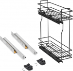 Emuca - K&uuml;chenm&ouml;be Extendable Bottle Holder, Side Extendible Soft Close, Module 200 mm, Grey Anthracite, Steel