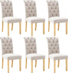 Merax s&ouml;&ouml;gitoa toolid, komplekt 6, kaasaegsed polsterdatud toolid k&otilde;rge seljatoega, mugav sametist elutoa tool, ergonoomiline tool tamme jalgadega, elutuppa, magamistuppa, pruun ja puidu v&auml;rvi