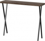 Konsolentisch, Massivholzplatte und X-Gestell Aus Schmiedeeisen, 80 cm Hoch, H&ouml;henverstellbare F&uuml;&szlig;e, Schmaler Beistelltisch f&uuml;r Sofa und Eingangsbereich im Landhausstil(100cm/39in)