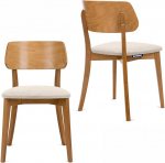 Konsimo Vinis 2 s&ouml;&ouml;gitooli komplekt - Modernsed puidust toolid 80,5 x 45 x 47 cm - k&ouml;&ouml;gitoolid - s&ouml;&ouml;gituba, k&ouml;&ouml;k, elutuba - universaalsed s&ouml;&ouml;gilaudade toolid pehme polstriga - kreemikas/heledast tammepuust.