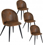 FurnitureR Set of 4 s&ouml;&ouml;gitoa toolid Suede Brown K&ouml;&ouml;gitoolid magamistuppa Elutuba tool must metallist jalad Brown