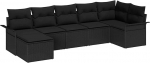 7-teiliges Garten Sofa Set mit Kissen Schwarz Poly Rattan Gartenlounge Model3345453