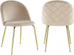 Vente-unique - 2 tooli komplekt - Samet ja kuldne metall - beež - Melbourne