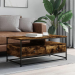 Elutoa laud Diivanilaud Elutoa sisekujundus kohvilaud suitsutatud tammepuust 100 x 51 x 45 cm puitmaterjal elutuppa, kontorisse, magamistuppa