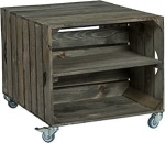 Johanna puuviljakasti laud ratastega m&otilde;&otilde;tmetega 62 x 50 x 48 cm Kohvilaud hoiulaud Diivanilaud Veinikast puidust kasti riiul puuviljakasti riiul laud elutoa laud (tume koos sisendiga)