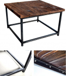 CHYRKA&reg; SAMBOR Loft kohvilaud, elutoa laud, vintage baar, t&ouml;&ouml;stusdisain, k&auml;sitsi valmistatud, puit, metall (60 x 60 cm, naturaalne, paralleelne)