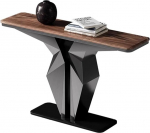 Schmaler Konsolentisch f&uuml;r den Eingangsbereich, Langer Sofatisch mit Metallfu&szlig;, stilvoller Flurtisch f&uuml;r kleine R&auml;ume, braunes Finish, 120 cm, ideal f&uuml;r Eingangsbereiche und Wohnzimmer